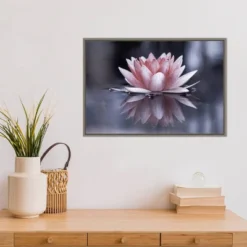23" X 16" Padmasana Lotus Flower By Fabien Bravin Framed Canvas Wall Art - Amanti Art -Lamps and Lighting Store GUEST dc6d4938 ee96 409f bacb 45df0260ac28