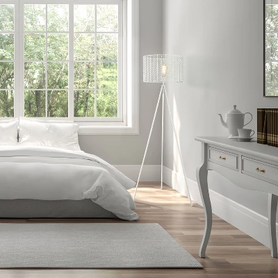 61" Cage Shade Metal Tripod Floor Lamp Ingrid White - River Of Goods 5 61" Cage Shade Metal Tripod Floor Lamp Ingrid White - River Of Goods - Image 3