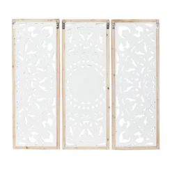 Set Of 3 Wood Floral Intricately Carved Wall Decors With Mandala Design White - Olivia & May -Lamps and Lighting Store GUEST dd0fa445 ab5c 4ac2 ac51 08ad9c47ed67