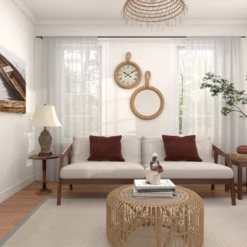 Jute Wall Clock With Rope Accents Beige - Olivia & May -Lamps and Lighting Store GUEST dd7ecb2a 7464 4fd3 9c03 12d699b9d509