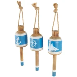 Set Of 3 Wood Buoy Anchor Sailboat And Ship Wheel Wall Decors With Hanging Rope Blue - Olivia & May -Lamps and Lighting Store GUEST e059f00f 7961 40dd af27 89d332a51f3c