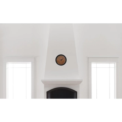 14" X 1.8" Oak Veneer Traditional Decorative Wall Clock Black Frame - By Chicago Lighthouse 4 14" X 1.8" Oak Veneer Traditional Decorative Wall Clock Black Frame - By Chicago Lighthouse - Image 2