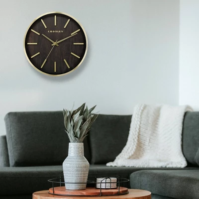 Analog 10" Gold Metal Quartz Accurate With Raised Hour Marks Wall Clock - Crosley 3 Analog 10" Gold Metal Quartz Accurate With Raised Hour Marks Wall Clock - Crosley