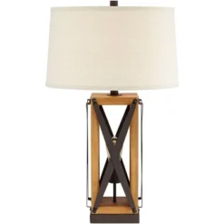 Franklin Iron Works Gaines Rustic Farmhouse Table Lamp 28 1/2" Tall Bronze Wood With LED Nightlight Off White Burlap Drum Shade For Bedroom House Home 15 Franklin Iron Works Gaines Rustic Farmhouse Table Lamp 28 1/2" Tall Bronze Wood With LED Nightlight Off White Burlap Drum Shade For Bedroom House Home -Lamps and Lighting Store GUEST e0f2cae7 60ae 45cc 987d 7e4a8d94e71d