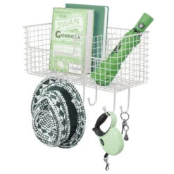 MDesign Metal Storage Organizer Basket With 6 Hooks - Wall Mount -Lamps and Lighting Store GUEST e155bfe7 e0af 45c0 b62d a36dd29d43ab