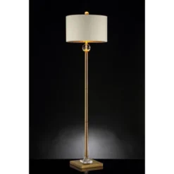 63.25" Traditional Metal Floor Lamp With Square Base Gold - Ore International