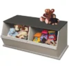 Two Bin Stackable Storage Cubby - Woodgrain/Gray