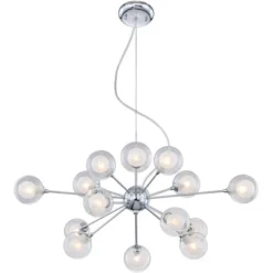 Possini Euro Design Spheres Chrome Chandelier 30" Wide Mid Century Modern Sputnik Glass Shade 15-Light Fixture For Dining Room House Kitchen Island -Lamps and Lighting Store GUEST e5cc472f 4e24 46de 9236 85fc911fa193