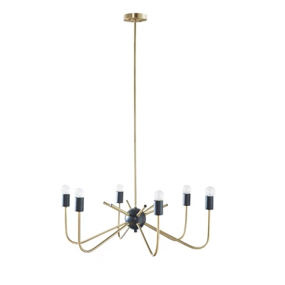 Alexis 6-Light Two-Tone Chandelier Antique Brass/Black - Hampton Hill 4 Alexis 6-Light Two-Tone Chandelier Antique Brass/Black - Hampton Hill - Image 2
