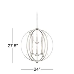 Possini Euro Design Spherical Brushed Nickel Large Chandelier 24" Wide Modern 6-Light Fixture For Dining Room House Foyer Kitchen Island Entryway Home 14 Possini Euro Design Spherical Brushed Nickel Large Chandelier 24" Wide Modern 6-Light Fixture For Dining Room House Foyer Kitchen Island Entryway Home -Lamps and Lighting Store GUEST e62c04c4 c29c 4795 9fb8 3a7406cfd339