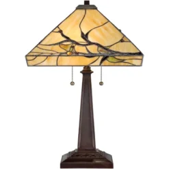 Robert Louis Tiffany Budding Branch Mission Table Lamp 24" High Bronze With Table Top Dimmer Art Glass Square Shade For Bedroom Living Room Bedside -Lamps and Lighting Store GUEST e6661417 7eac 47ac 8e3e 1967b661d6de