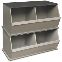 Two Bin Stackable Storage Cubby - Woodgrain/Gray -Lamps and Lighting Store GUEST e69e9500 040e 49b5 aba1 a0497a9a7ed8