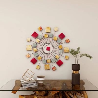 Metal Sunburst Wall Decor With Square Panel Accent Brown - Olivia & May 18 Metal Sunburst Wall Decor With Square Panel Accent Brown - Olivia & May - Image 16