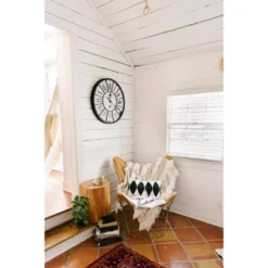 24" Round Metal & Wood Wall Clock White - Storied Home -Lamps and Lighting Store GUEST e7fd3fc5 3dc7 4024 9e90 550be22ebb3b