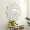Wood Floral Carved Wall Mirror With Overlapping Petals White - Novogratz -Lamps and Lighting Store GUEST e9b97b1a eff5 4aa7 9c86 4568dd090980