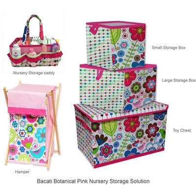 Bacati - Botanical Pink Storage Box Small 6 Bacati - Botanical Pink Storage Box Small - Image 4