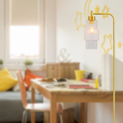 63" Kyra Pillar Shade Floor Lamp Gold - River Of Goods 3 63" Kyra Pillar Shade Floor Lamp Gold - River Of Goods