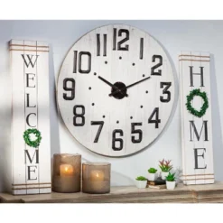 Lone Elm Studios 29.25-inch Diameter Wood Modern Farm House Clock