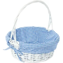 Wickerwise White Round Willow Gift Basket, With Gingham Liner And Handles 28 Wickerwise White Round Willow Gift Basket, With Gingham Liner And Handles -Lamps and Lighting Store GUEST eb5de11f 236f 4700 b8f9 f99c15421049