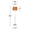 360 Lighting Abba Modern Floor Lamp Standing 66" Tall Brushed Nickel Metal Satin Orange Fabric Drum Shade For Living Room Bedroom Office House Home