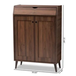 Cormier Walnut Finished 2 Door Wood Entryway Shoe Storage Cabinet Brown - Baxton Studio -Lamps and Lighting Store GUEST ee119aae ba57 4814 ae06 b72301c1e578