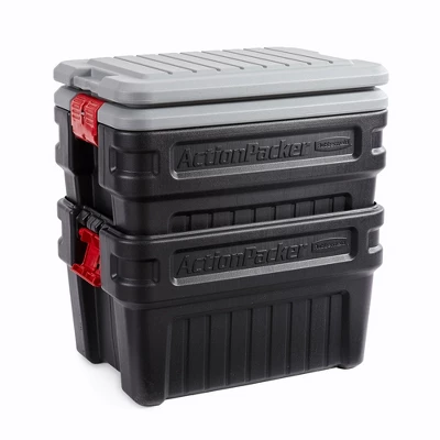 Rubbermaid 24 Gallon Action Packer Lockable Latch Indoor And Outdoor Storage Box Container, Black (2 Pack) 4 Rubbermaid 24 Gallon Action Packer Lockable Latch Indoor And Outdoor Storage Box Container, Black (2 Pack) - Image 2