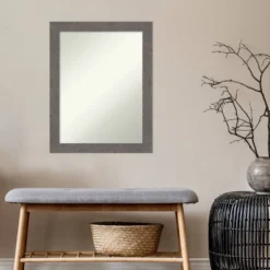 22" X 28" Non-Beveled Rustic Plank Gray Narrow Wall Mirror - Amanti Art -Lamps and Lighting Store GUEST ee80b197 fbc6 478d b8b9 3795249c1a0c