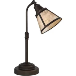 Regency Hill Rustic Farmhouse Desk Lamp 18 1/2" High With USB Dimmer Satin Bronze Metal Blond Mica Shade For Bedroom Living Room House Bedside Home -Lamps and Lighting Store GUEST efaa6ae2 371d 4f32 9947 84159aa30651