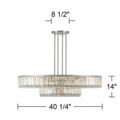 Stiffel Brushed Nickel Chandelier 40 1/4" Wide Modern 2-Tier Frame Clear Crystal 16-Light Fixture For Dining Room House Entryway -Lamps and Lighting Store GUEST f01af0d7 73e2 44e3 b61a 569c85689c55