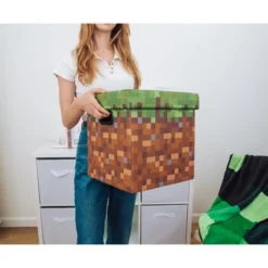 Ukonic Minecraft Grassy Block Fabric Storage Bin Cube Organizer With Lid | 13 Inches -Lamps and Lighting Store GUEST f0b0e7ec 34d0 4221 b1f2 2c1b4cca0534