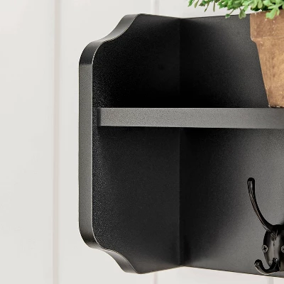 25" X 9" Entryway Floating Utility Wall Shelf With Hooks Black - Danya B. 10 25" X 9" Entryway Floating Utility Wall Shelf With Hooks Black - Danya B. - Image 8