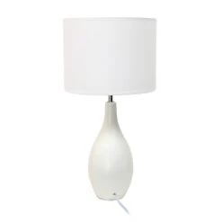 18.11" Traditional Standard Ceramic Dewdrop Table Desk Lamp With Matching Fabric Shade Off-White - Creekwood Home -Lamps and Lighting Store GUEST f2ab8e61 8d8f 44f9 b878 6122b076d5a7
