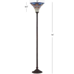 70" Peacock Tiffany Torchiere Floor Lamp (Includes LED Light Bulb) Bronze - JONATHAN Y 7 70" Peacock Tiffany Torchiere Floor Lamp (Includes LED Light Bulb) Bronze - JONATHAN Y -Lamps and Lighting Store GUEST f2d8c849 65bc 4eac ae05 8524620c8a29