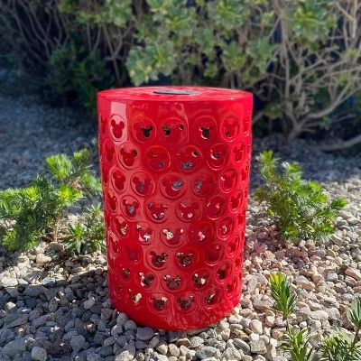 Disney 17" Mickey Mouse Solar Power Ceramic Garden Stool Red 5 Disney 17" Mickey Mouse Solar Power Ceramic Garden Stool Red - Image 3