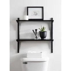 24" X 8" X 24" Meridien Wood Wall Shelf Black - Kate & Laurel All Things Decor -Lamps and Lighting Store GUEST f64bcae7 4fb1 44b2 a072 3d28d25fbdec