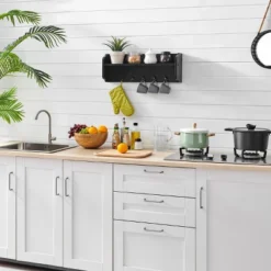 25" X 9" Entryway Floating Utility Wall Shelf With Hooks Black - Danya B. 23 25" X 9" Entryway Floating Utility Wall Shelf With Hooks Black - Danya B. -Lamps and Lighting Store GUEST f6b37d36 5f6f 4dad 93b8 dd3501704e70