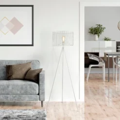 61" Cage Shade Metal Tripod Floor Lamp Ingrid White - River Of Goods 14 61" Cage Shade Metal Tripod Floor Lamp Ingrid White - River Of Goods -Lamps and Lighting Store GUEST f6b603a0 ef63 4861 919b 1bf152e602bb