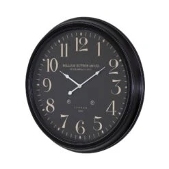 25" Round Iron Wall Clock Black - Yosemite Home Decor