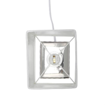 11.81" Tall Petite Hammered Square Bedside Table Desk Lamp With White Fabric Shade Silver - Simple Designs 4 11.81" Tall Petite Hammered Square Bedside Table Desk Lamp With White Fabric Shade Silver - Simple Designs - Image 2