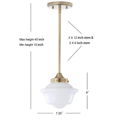 7.2" Adjustable Metal/Glass Kurtz Drop Pendant (Includes Energy Efficient Light Bulb) - JONATHAN Y 5 7.2" Adjustable Metal/Glass Kurtz Drop Pendant (Includes Energy Efficient Light Bulb) - JONATHAN Y - Image 3