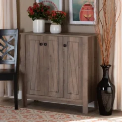 Derek Finished Wood 3 Door Shoe Cabinet Oak - Baxton Studio 15 Derek Finished Wood 3 Door Shoe Cabinet Oak - Baxton Studio -Lamps and Lighting Store GUEST fa2d856a 9fcc 4768 8872 8e204b59bcf5