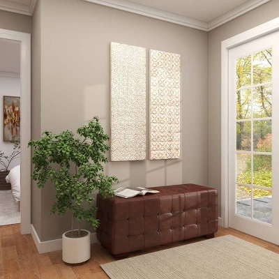 Set Of 2 Wooden Geometric Intricately Carved Wall Decors White - Olivia & May 15 Set Of 2 Wooden Geometric Intricately Carved Wall Decors White - Olivia & May - Image 13