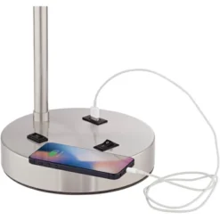 360 Lighting Colby Modern Desk Lamps 21" High Set Of 2 Brushed Nickel With USB And AC Power Outlet In Base White Linen Drum Shade For Bedroom Office 12 360 Lighting Colby Modern Desk Lamps 21" High Set Of 2 Brushed Nickel With USB And AC Power Outlet In Base White Linen Drum Shade For Bedroom Office -Lamps and Lighting Store GUEST fad606be 1699 4c79 95f7 0fb64c518c55