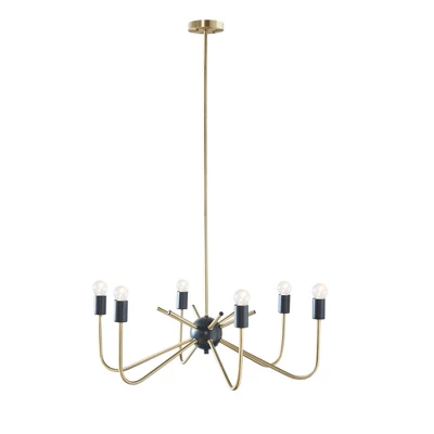 Alexis 6-Light Two-Tone Chandelier Antique Brass/Black - Hampton Hill 5 Alexis 6-Light Two-Tone Chandelier Antique Brass/Black - Hampton Hill - Image 3