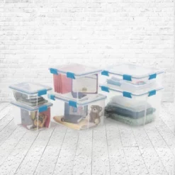 Sterilite 32 Quart Stackable Clear Plastic Storage Tote Container With Blue Gasket Latching Lid For Home And Office Organization, Clear -Lamps and Lighting Store GUEST fd209581 f073 4b9b 8ae9 b500bebb9423