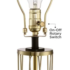 360 Lighting Nathan Modern Table Lamps 25 1/2" High Set Of 2 Gold Metal With USB Charging Ports Black Drum Shade For Bedroom Living Room Home Desk -Lamps and Lighting Store GUEST fd98c460 da77 4aad a69f 919a6f22e4d3