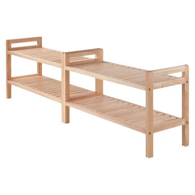 2pc Mercury Stackable Shoe Rack Set Natural - Winsome 3 2pc Mercury Stackable Shoe Rack Set Natural - Winsome