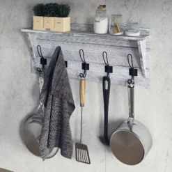 Emma And Oliver Rustic Country Wall Mounted Entryway Shelf With 5 Rustic Hooks And Wood Construction 20 Emma And Oliver Rustic Country Wall Mounted Entryway Shelf With 5 Rustic Hooks And Wood Construction -Lamps and Lighting Store GUEST fe2268c2 14c7 41ef 97e3 c6fd992e6fee