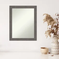 22" X 28" Non-Beveled Rustic Plank Gray Narrow Wall Mirror - Amanti Art -Lamps and Lighting Store GUEST fec0280a 6071 4d7e 9195 2359689b64a2
