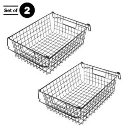 Set Of 2 Storage Bins - Basket Set For Toy, Kitchen, Closet, And Bathroom Storage - Large Shelf Organizers With Handles By Home-Complete (Black)